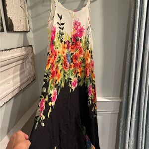 Johnny Was Floral High Low Dress in Black and White